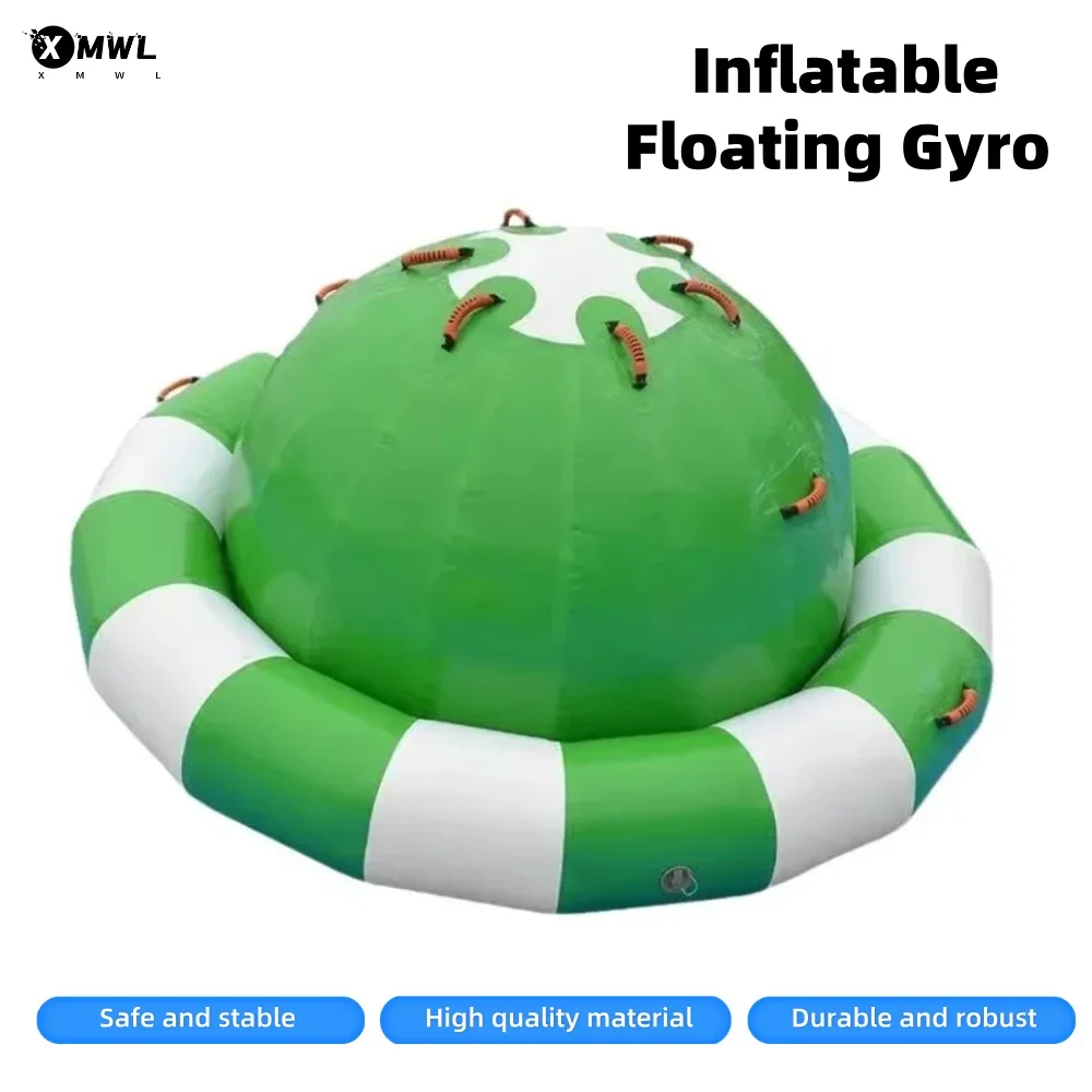 PVC Inflatable UFO Towable Disco Boat Inflatable Rotating Gyroscope Floating Gyro Summer Water Park for Kids Pools and Lakes