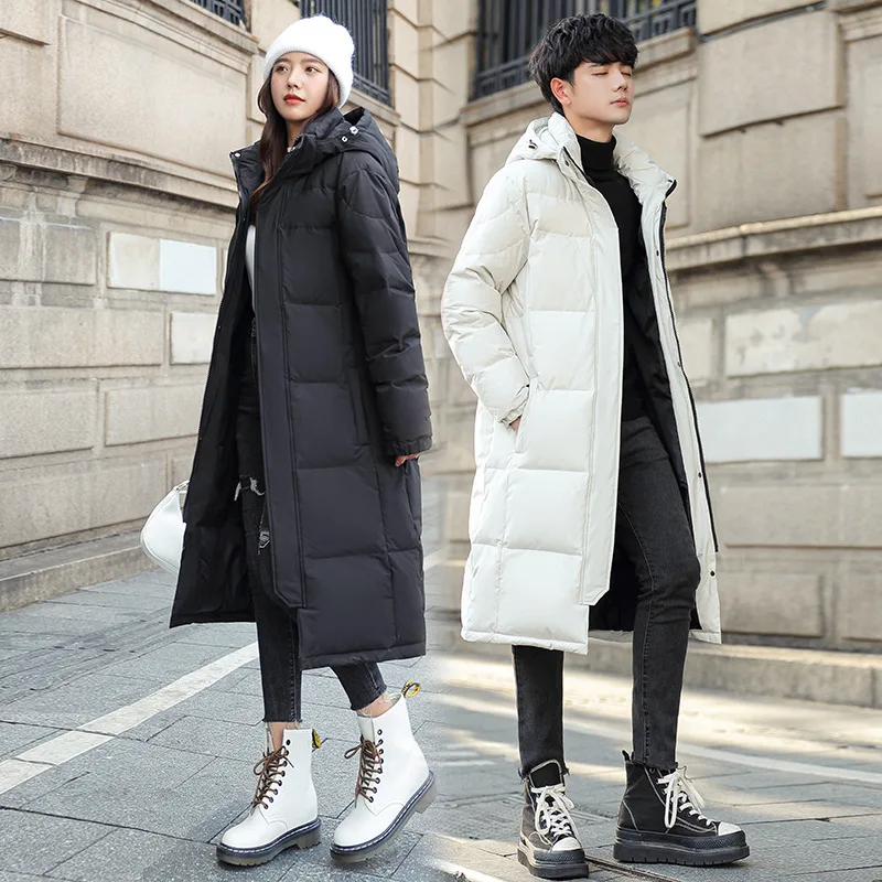 Autunno e inverno uomo stile lungo tinta unita sopra il ginocchio piumino cappotto parka tendenza versione coreana tenere in caldo coppia di moda