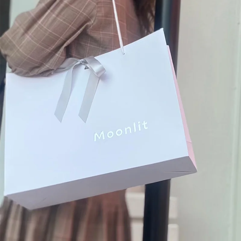 حقيبة ورقية مخصصة بفيونكة لمتاجر الملابس ، حقيبة حمل عالية الجودة ، من من من من من من من الورقي ، من من من الورقي