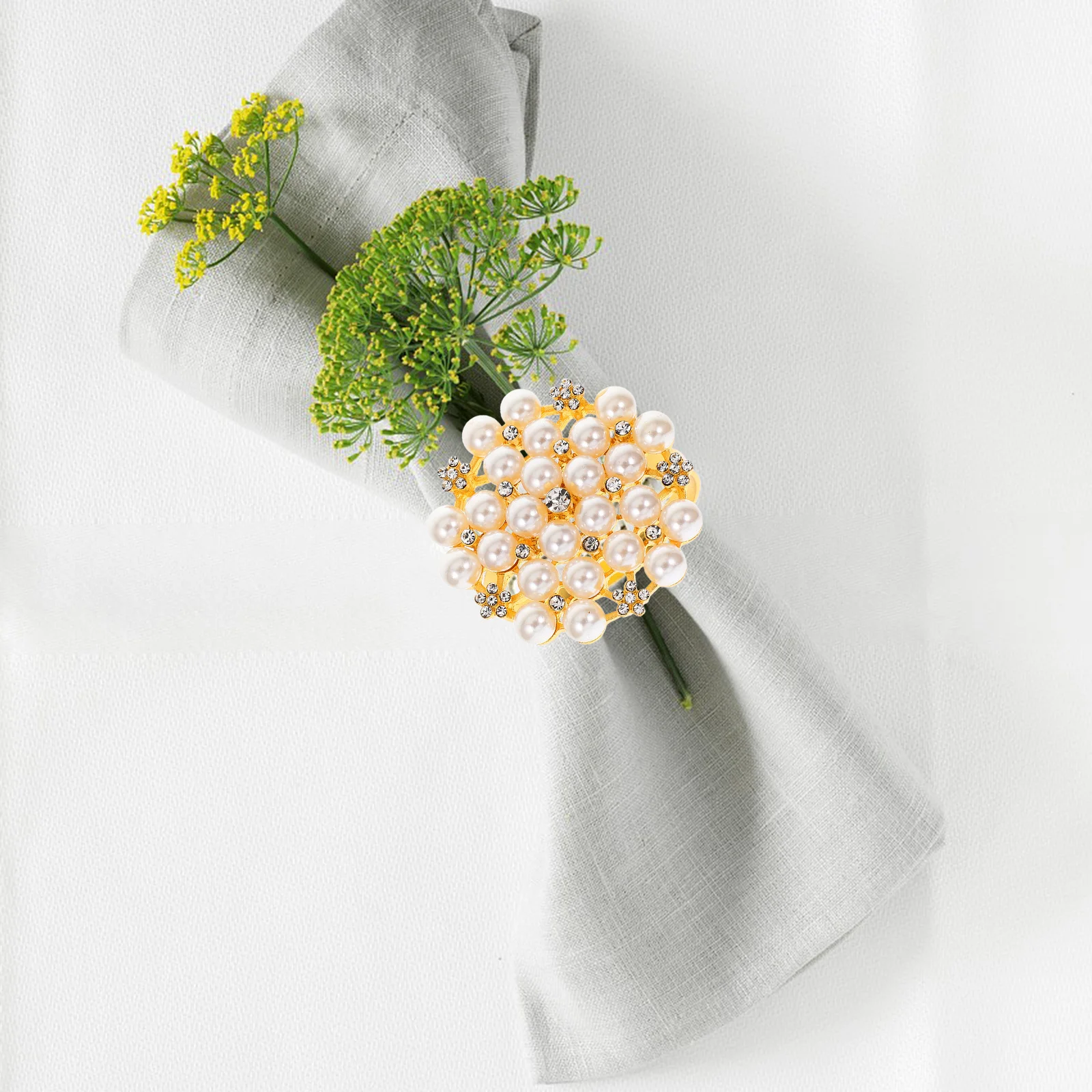 6 قطع من حلقات المناديل الذهبية اللامعة من حجر الراين لطاولة العشاء أبازيم مزخرفة لحفلات الزفاف وحفلات المنديل الأنيقة #1