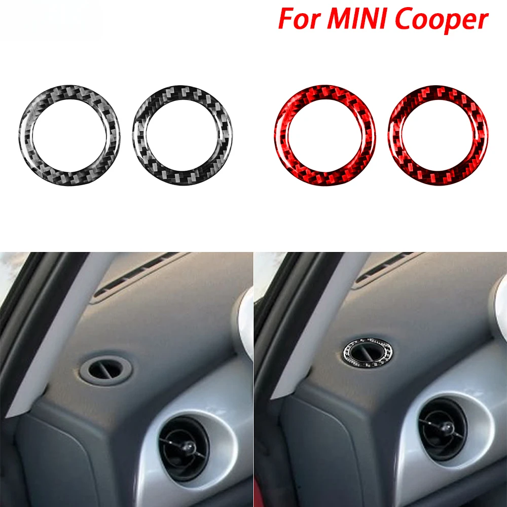 For Mini Cooper Hatch One R50 R53 2002-2004 Carbon Fiber Dashboard Both Side Defogging Air Outlet Ring Trim Car Interior Sticker