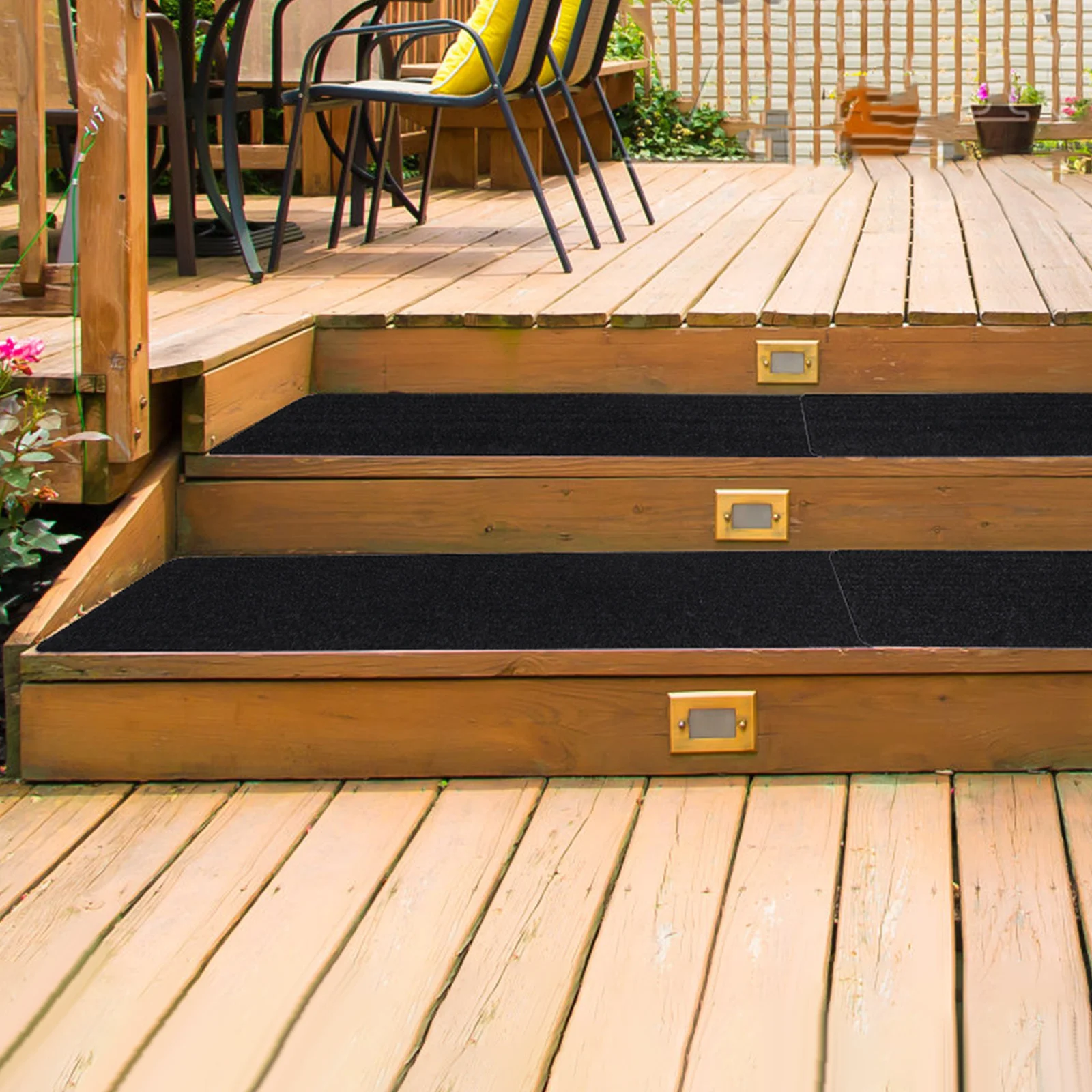 

4pcs Anti slip Carpet Mat for Stairs Wooden Steps Area Rugs Runners Stripe Treads Washable Safety Pad Reusable Adhesive Black