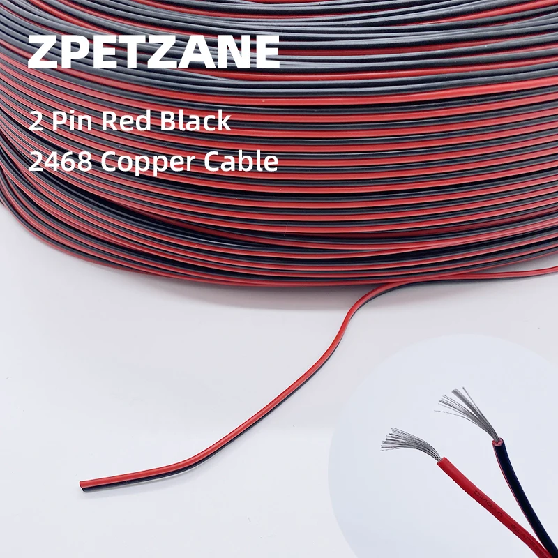 

18/20/22 AWG 2pins Red And Black Cable Tinned Copper Electric Wire Insulated Electrical Extend Cord Wiring