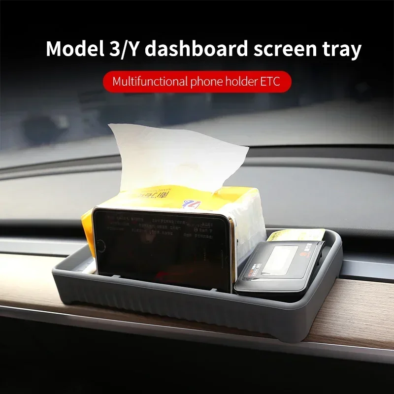 Instrument Panel ETC Storage Box for Tesla Model 3 Y Dashboard Screen Tray Central Control Silicone Box Car Accessories 2023