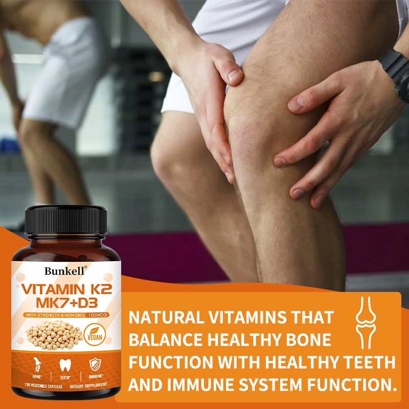 Vitamin K2 (MK7) + D3 Supplement - Non-GMO, Easy-to-swallow Vitamin D and K Complex for Healthy Bones, Teeth and Immunity