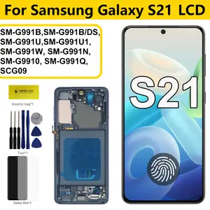 Bilashmart Super AMOLED Samsung Galaxy S21 5G G991B G991N G991U LCD Display Touch Screen Digitizer with Frame Samsumg S21 LCD