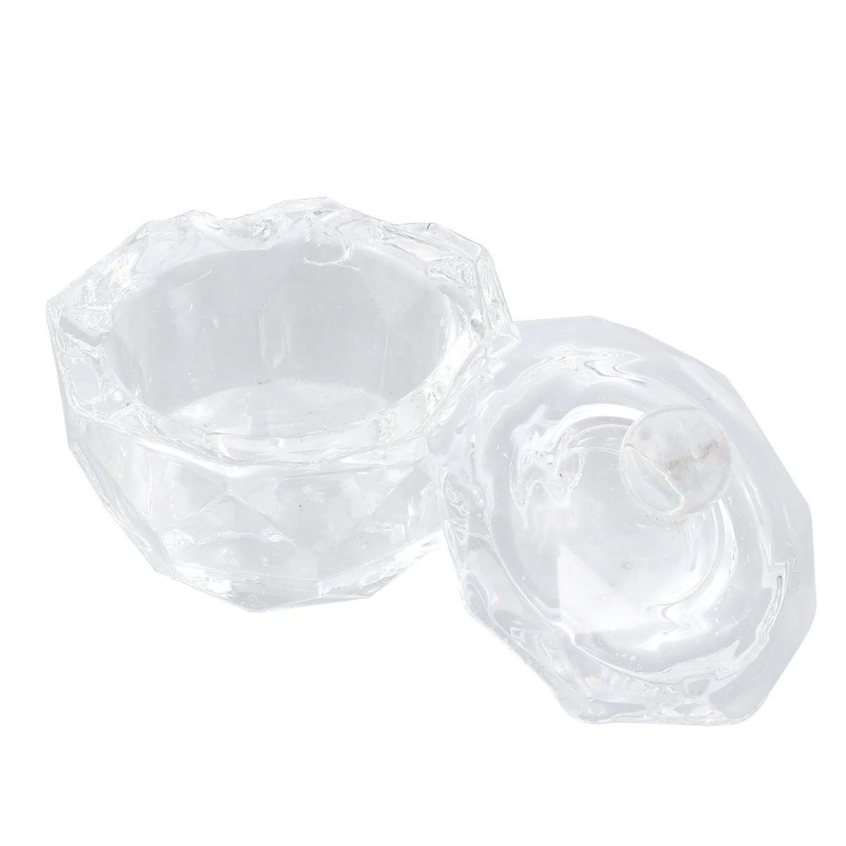 2 pezzi di cristallo per nail art, contenitore per miscelazione di polvere liquida ottagonale acrilica con coperchio per strumenti per manicure, salone professionale per uso domestico