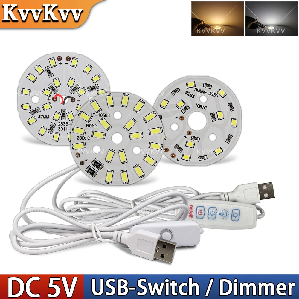 1PCS DC5V 5W 10W LED Chip PCB With Switch Dimmer USB Power Cord For Reading Night Stand Book Tablet Desk Light Lamp DIY Module