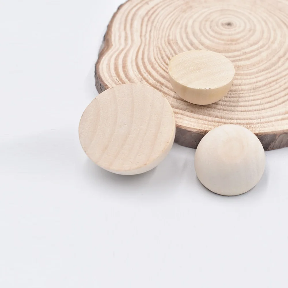 100pcs ， 15-50MM Lotus Wood Color Half Edge Wooden Beads Half Round Wooden Beads Wooden Loose Beads