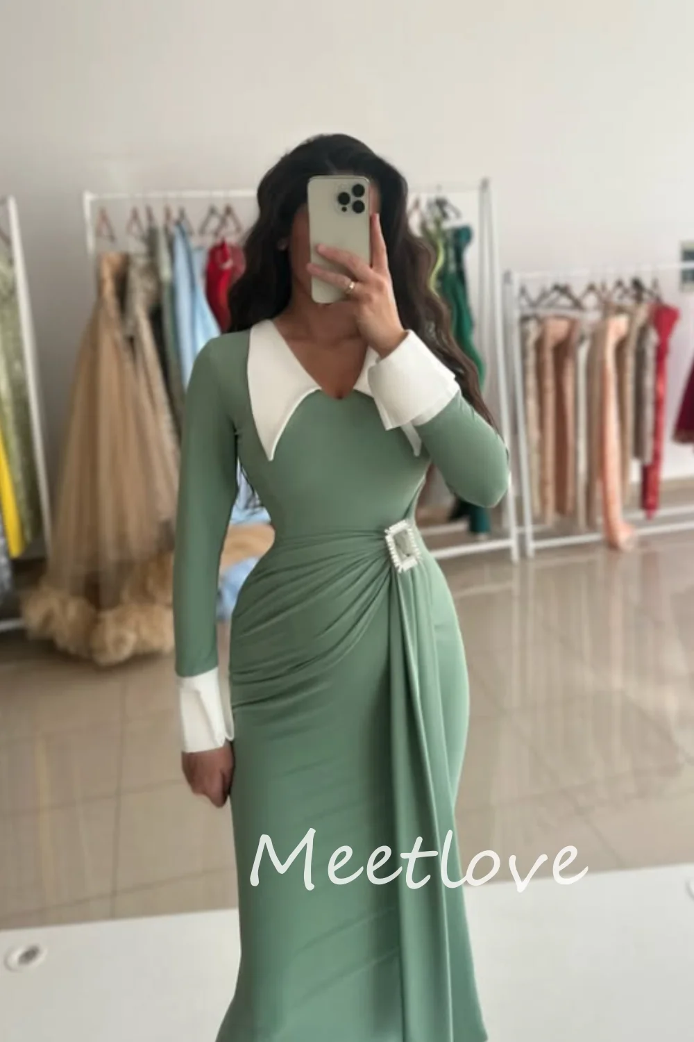 Meetlove Prom Dresses Fashion Elegant One Shoulder Empire a-line Party Dress lunghezza del pavimento senza maniche Flower Belt sera formale