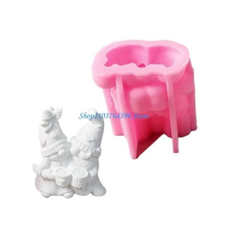 

G7NC Gnome Shaped Plaster Making Mold Silicone Mold for Valentines Day Desktop Decoration Handmade Craft Supplies