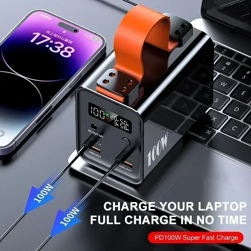 بنك طاقة للكمبيوتر المحمول عالي الطاقة PD100W سريع الشحن بسعة كبيرة 30000-60000 مللي أمبير مادة إمداد طاقة خارجية