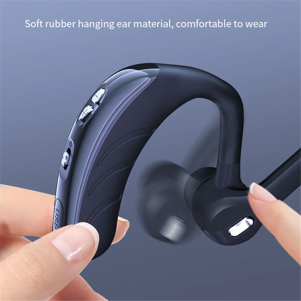 v8v9 Single Ear Headset with Mic Bluetooth5.1 Earphone Noise Cancelling Waterproof Earpiece Wireless Handsfree Long Standby Time