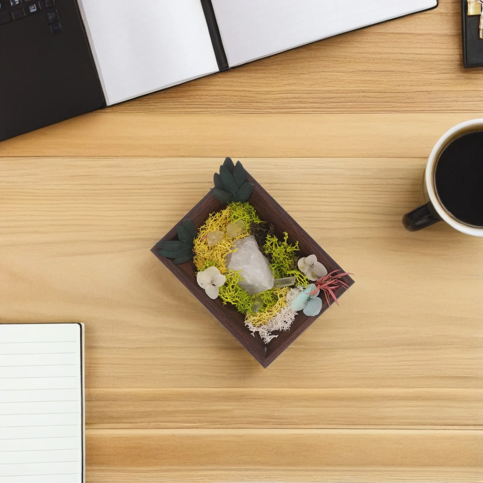 

Crystal Stone Photo Frame Wood Frame Tabletop Ornament Decorative Piece for Office Home Wedding Festival Office Crafts