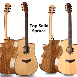 Top Solid Spruce Walnut Guitar  40 41 Inch Acoustic Electric 6 Steel-Strings Folk Pop Flattop Guitarra Highgloss Cutaway