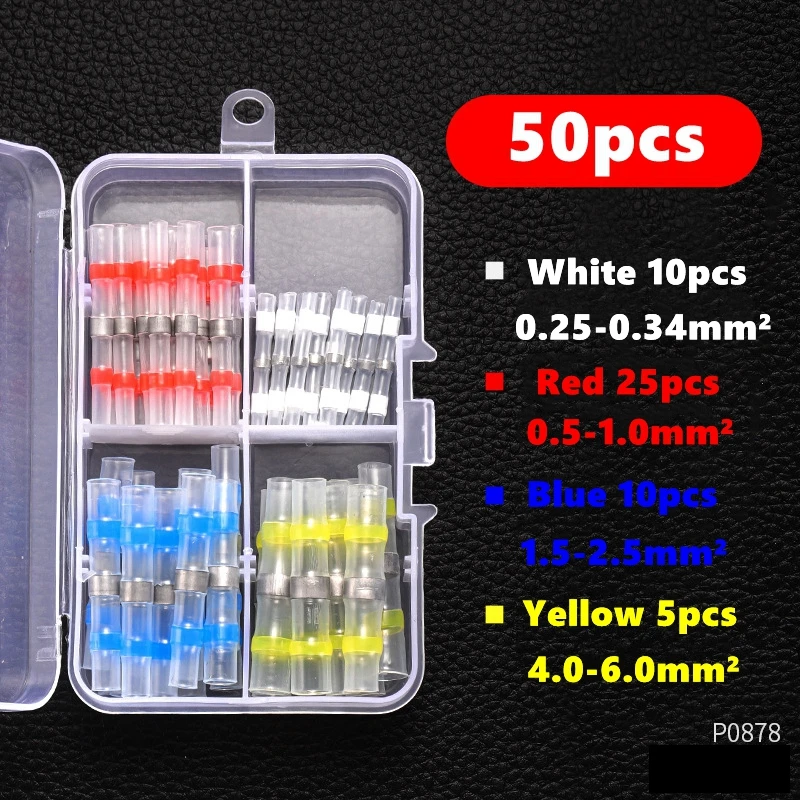 10/50/100 PCS Soldeer Seal Wire Butt Connectors Lassen Ring Krimpkous Terminal, waterdichte geïsoleerde elektrische draad Terminals