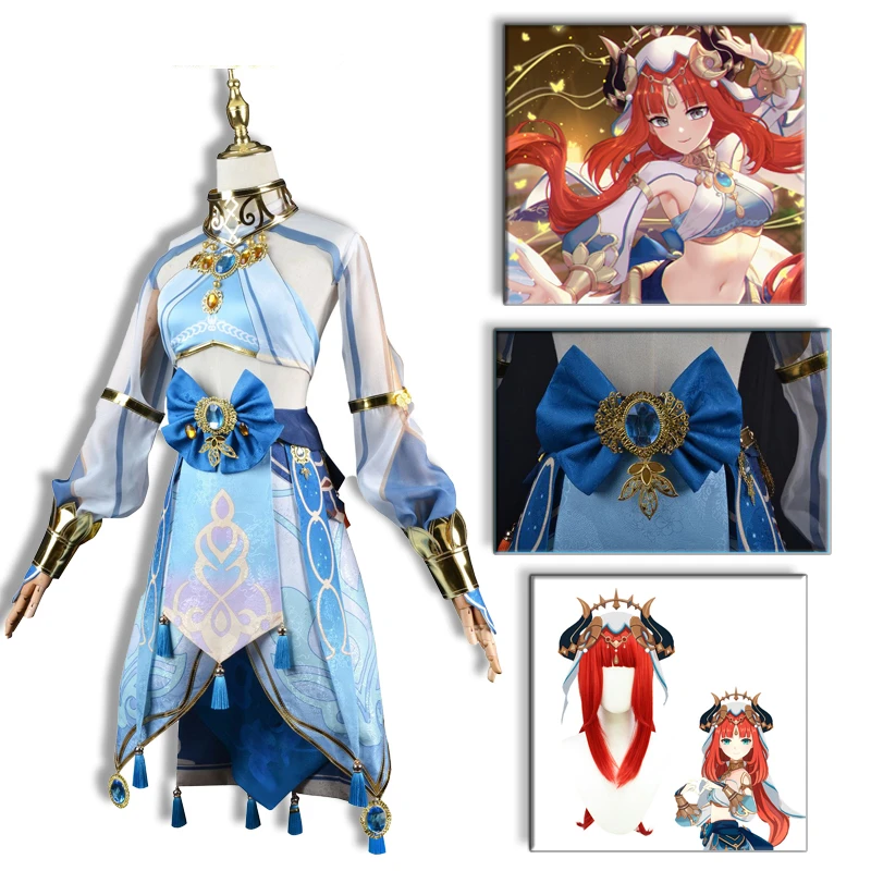 

Genshin Impact Nilou Cosplay Anime Game Carnival Women Costume Halloween Party Outfit Uniform Blue Dress Western Region Dancer