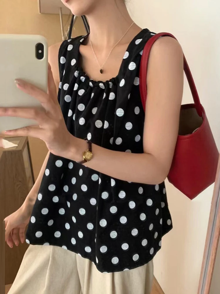 ZANZEA 2024 Summer Square Neck Vest Korean Style Polka Dot Tank Tops Women Sweety Sleeveless Tanks Blouse Vintage Holiday Camis