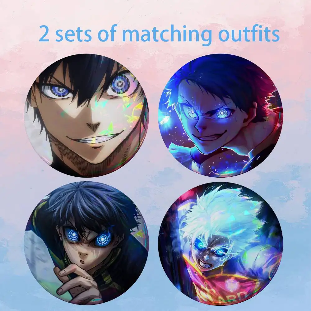 Anime Blue Lock I-Isagi Yoichi 2 piece set Pins Creativity Printed Pictures Text Metal Lapel Badges Brooches Jewelry Gift