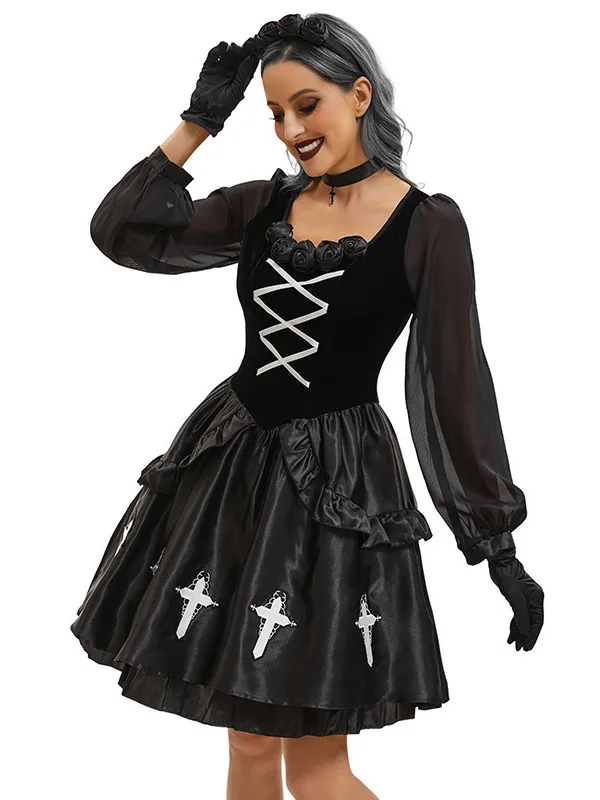 Gothic Sle Halloween Kostuum Bruid k Thema Kleine Duivel Heks Dameskleding Set Student School orm