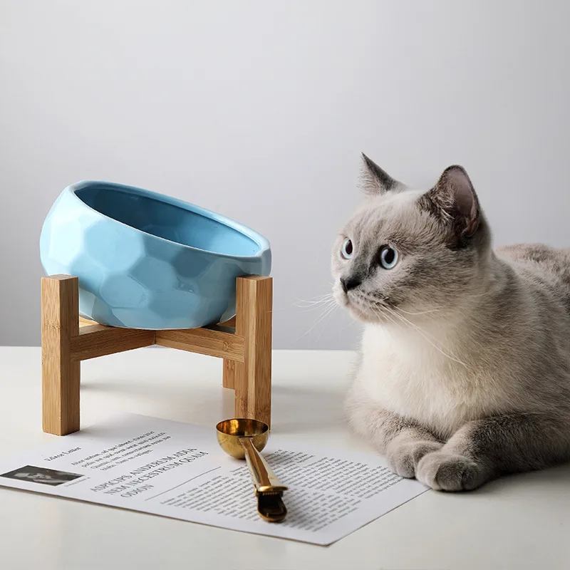 Cat Bowl Dog Bowl Anti-dumping Neck Guard Cat Water Bowl Pet Feeding Cup Pet Feeding Bowls Pet Feeder Oblique Mouth Cat Bowl