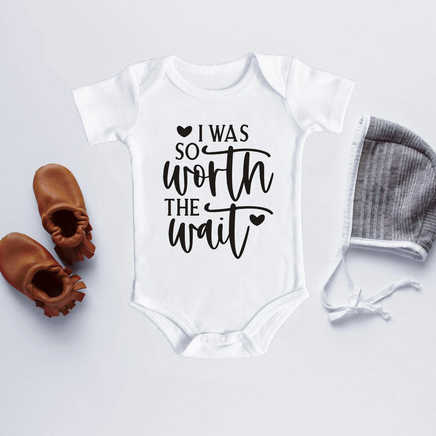 I Was So Worth The Wait Baby Bodysuit Baby Toddler Announcement Onesie Pregnancy Clothes Boy Girl Romper Infant Shower Gifts