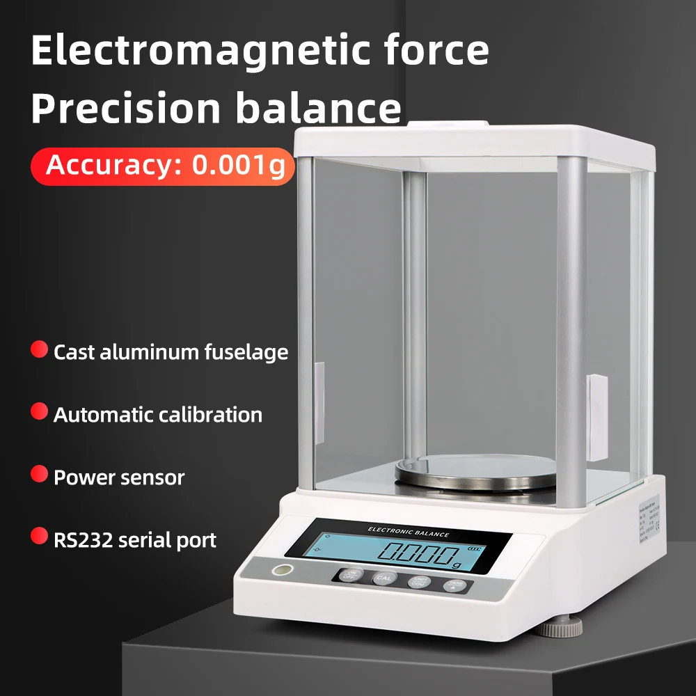 0.001G Electronic Balance Scale Precision Analytical Balance LCD Digital Laboratory Scale Jewelry Kitchen Weighing Scale EU Plug