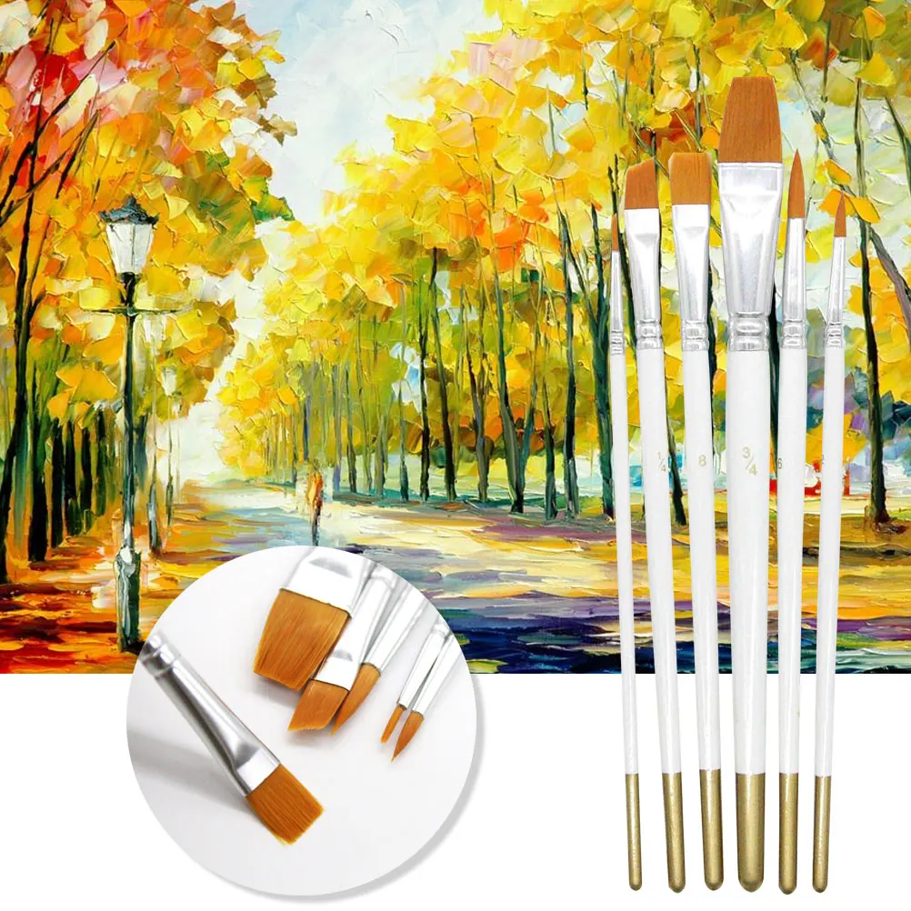 

6Pcs Painting Brush Sets Durable Professional Art Brushes for Acrylic Oil Watercolor Gouache Painting Craft Use