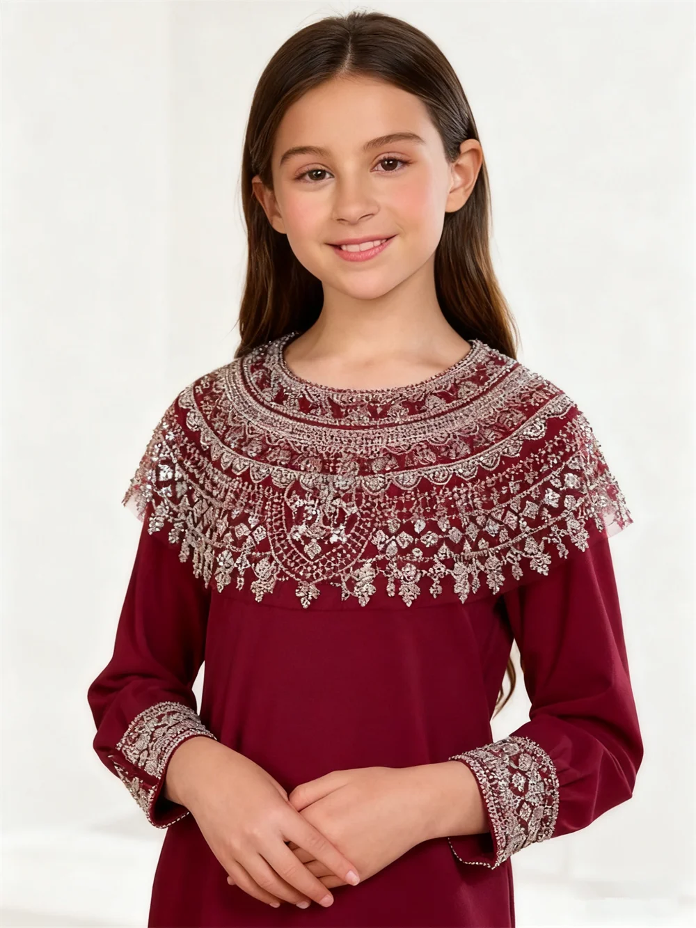 

Girls Muslim Sequins Evening Dresses Kids Party Dress Dubai Abaya Turkey Kaftan Caftan Morocco Arabic Robe Eid Djellaba Jalabiya