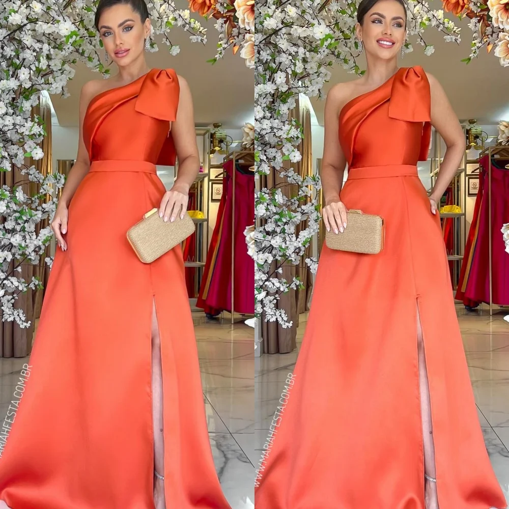 

Customized Exquisite Off the Shoulder Sleeveless Evening Dress Delicate Satin Prom Dresses Temperament Bridal Party Gowns