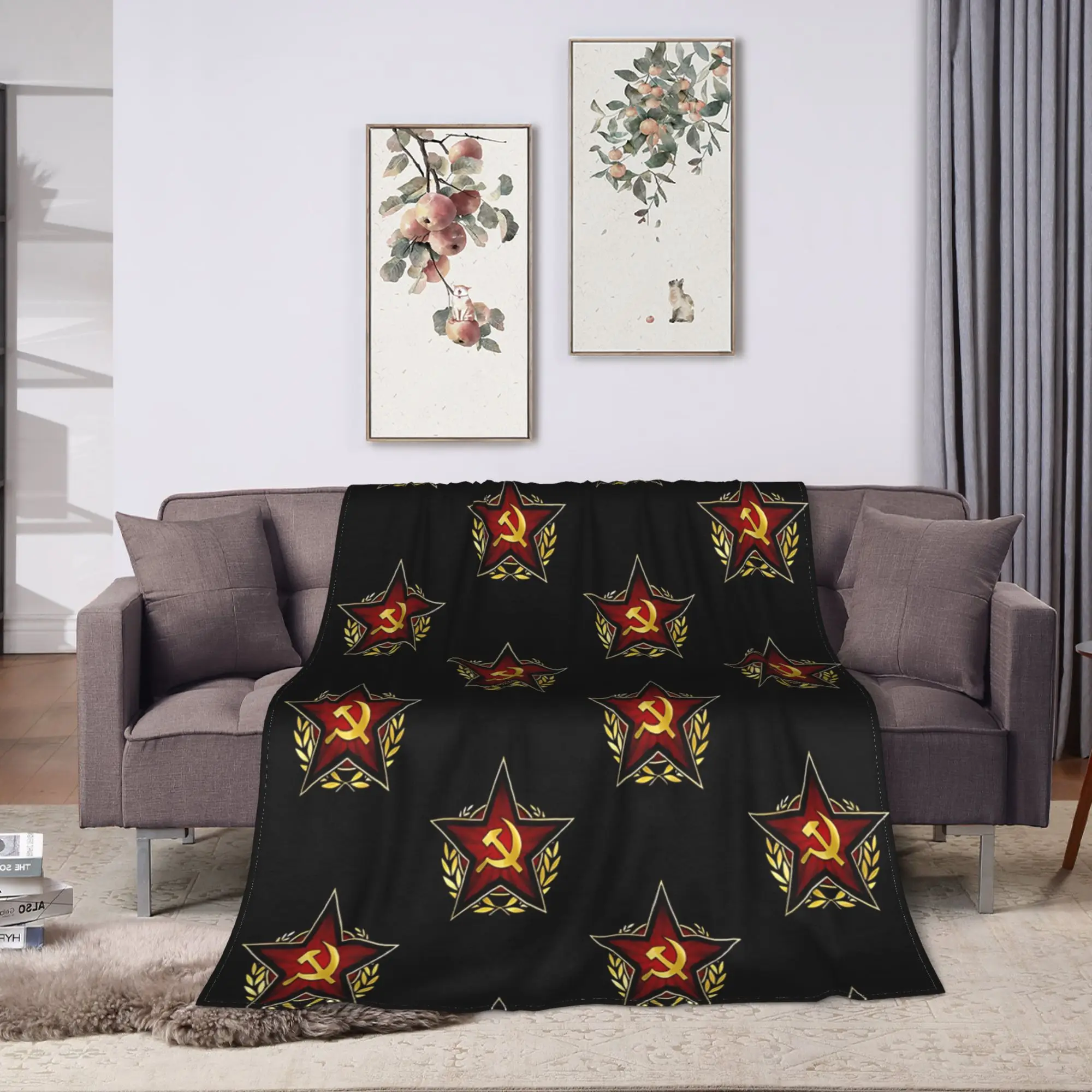 CCCP Soviet Hammer And Sickle Star Blanket Quality Super Warm  Throw Blanket Winter Child Home Decor Print Bedspread