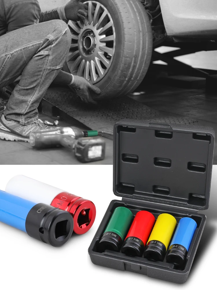 Jeu de douilles de protection de moyeu de roue Hi-Spec 7 pièces 1/2 "-ensemble de douilles d'outils automobiles pour la réparation automobile et le service de pneus, outils mécaniques