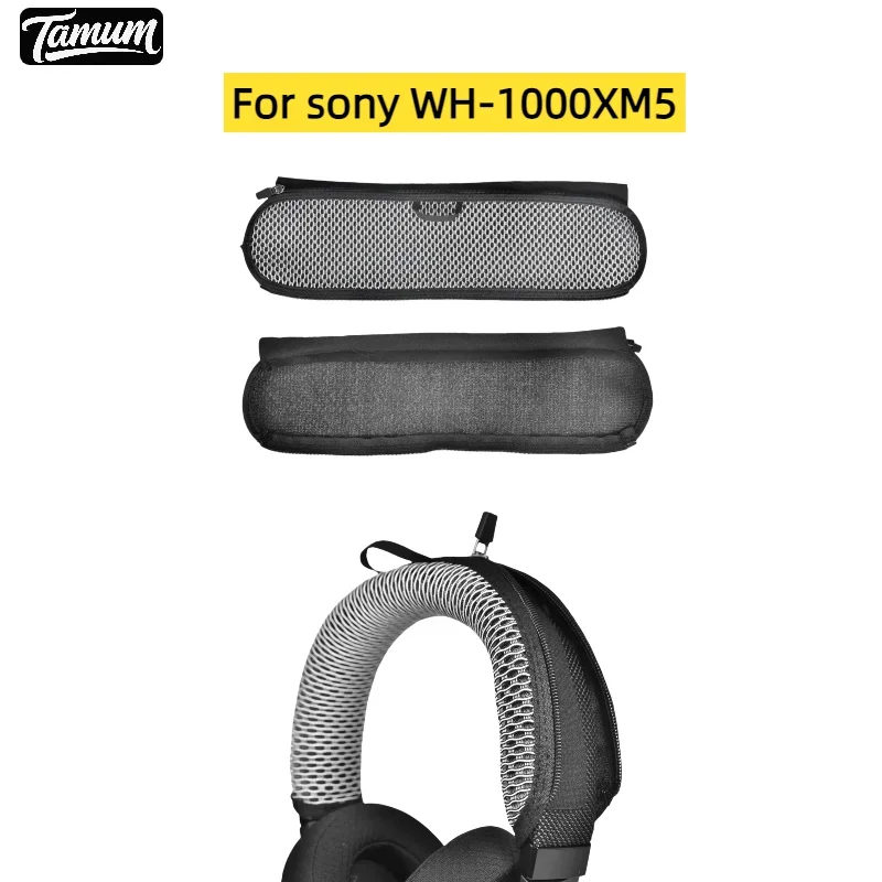 Zipper Headphone Headband Cover for Sony WH-1000XM5 Headset - Washable Soft Fabric Replacement Accessory Tamum，11.2