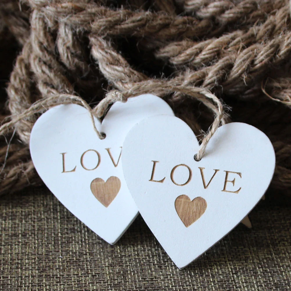 20 Pcs Valentine's Day Decor Wedding Party Adornments Christmas Decorations Wooden Pendants DIY Hanging Manual