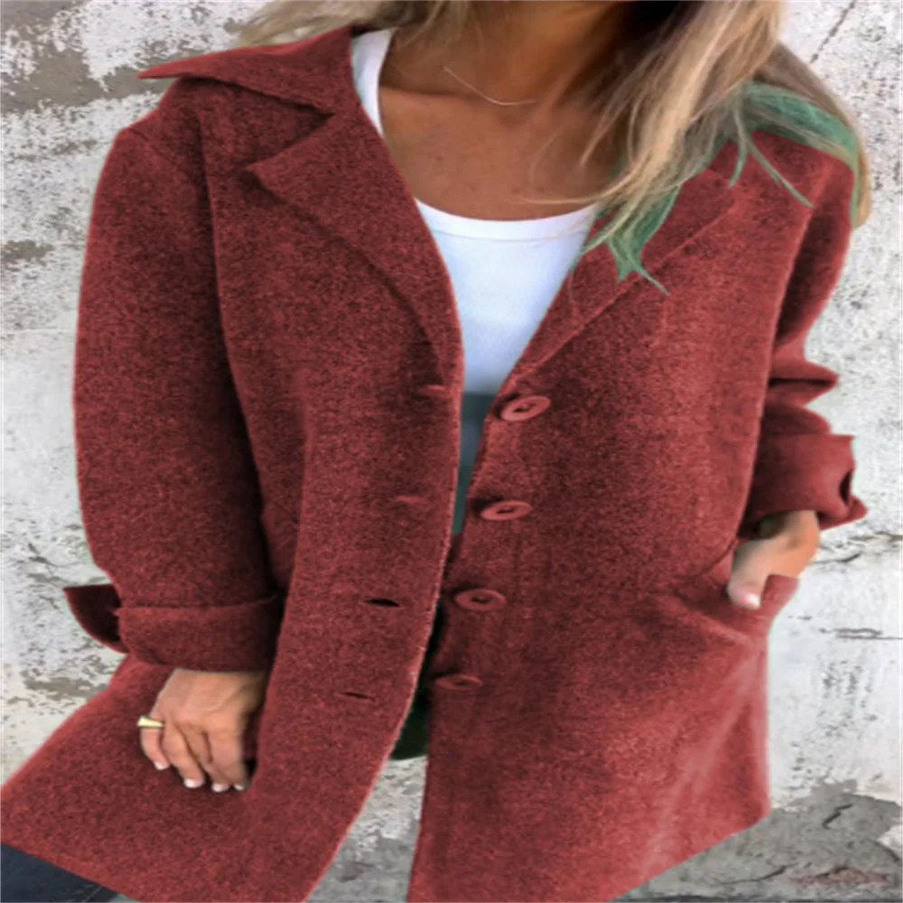 2024 new summer solid color lapel tie pocket cardigan single breasted mid-length coat for women