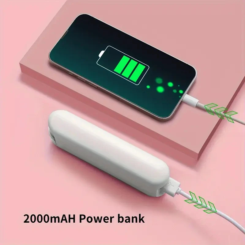 مروحة USB صغيرة محمولة قابلة لإعادة الشحن بقدرة 2000 مللي أمبير في الساعة، 3 سرعات، قابلة للطي، من النوع C، للاستخدام في السفر والخارج، مثالية للفتيات والنساء