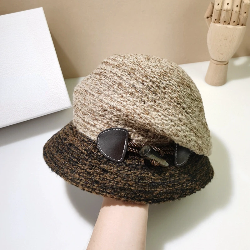 

Niche designer Korean retro mixed color wool beret Japanese temperament fashion pile pile hat hipster woman