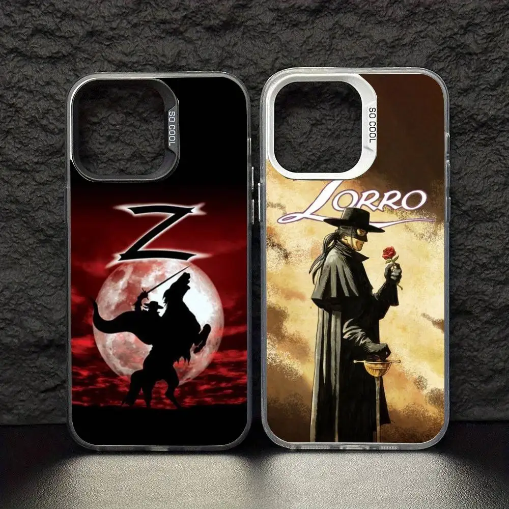 

Hero Zorro Phone Case For iPhone 17 16 15 14 13 12 11 Pro Max Plus Silver Matte Black Cover