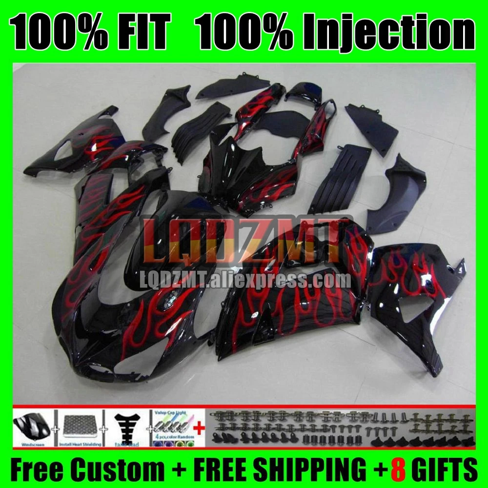 OEM Body For KAWASAKI NINJA ZX14R ZX-14R 12 13 14 15 16 17 71No.44 Red flames ZX 14 14R 2012 2013 2014 2015 2016 2017 Fairing