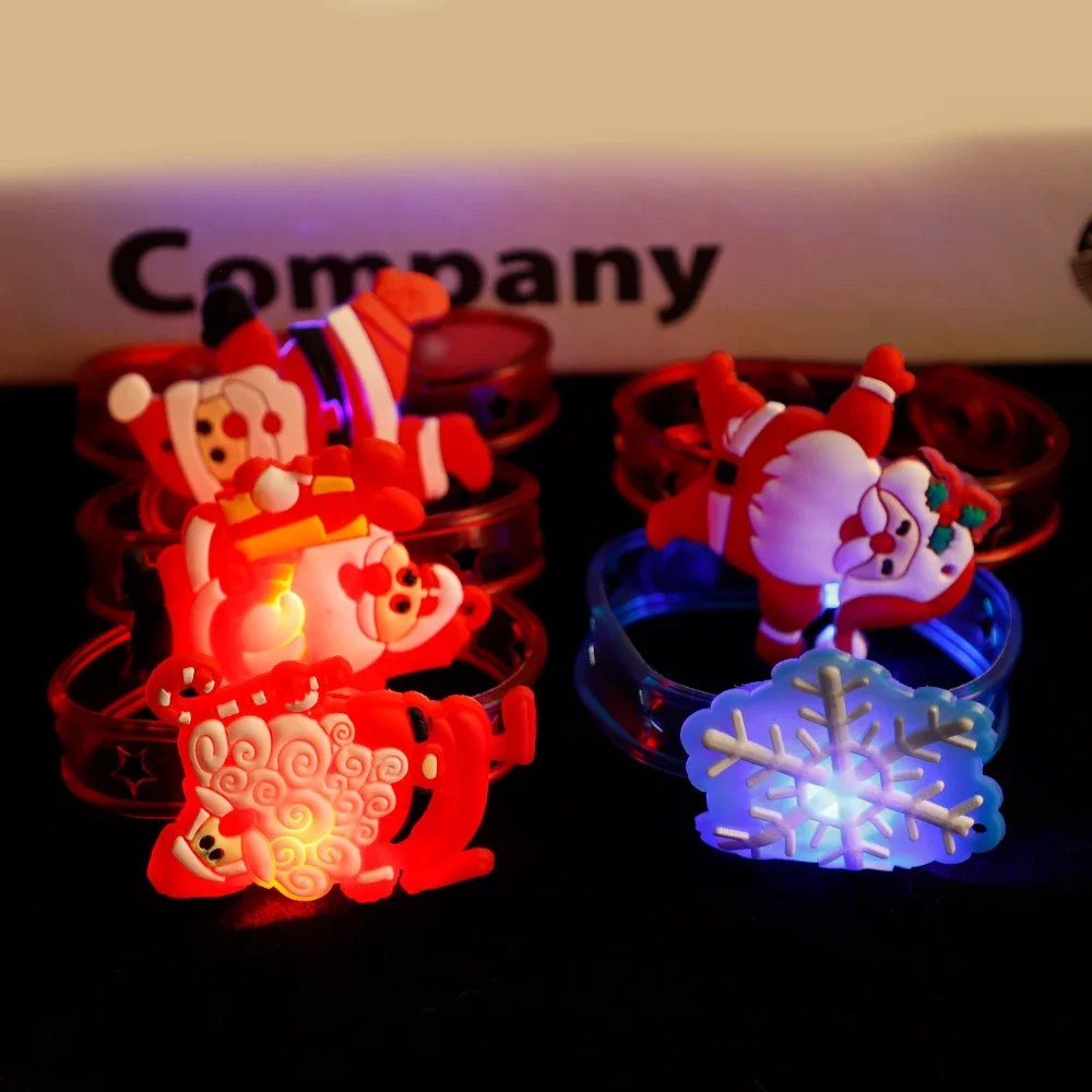 Christmas LED Luminous Bracelet Toy Cartoon Santa Snow Wrist Bands Games Kids Creative Flashing Lights Glow in The Dark Gift