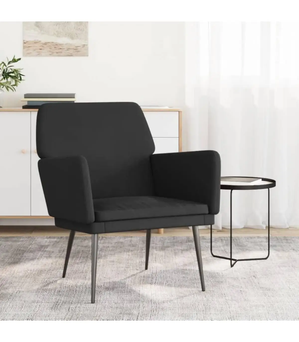 Black velvet armchair 62x79x79 cm