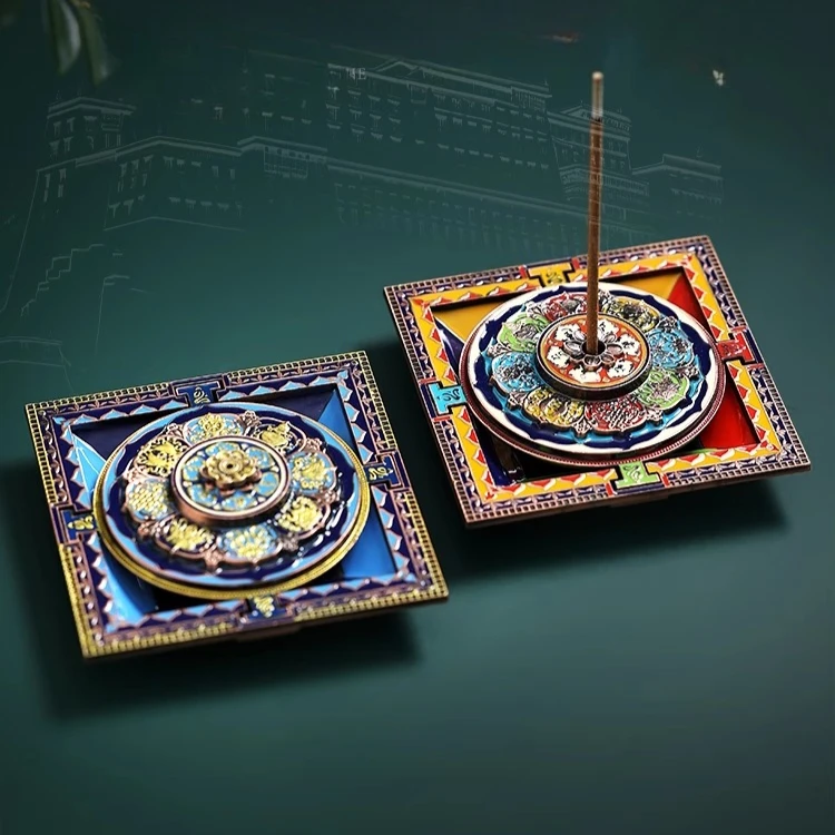Tibetan Potala Palace Mandala Incense Holder Enamel Incense Burner Creative Home Decor