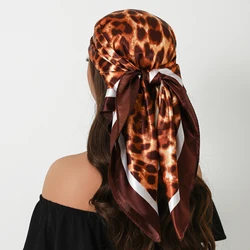 Pañuelo de seda para mujer, Bandana de estilo Vintage para las cuatro estaciones, Hijab Foulard, 90x90cm
