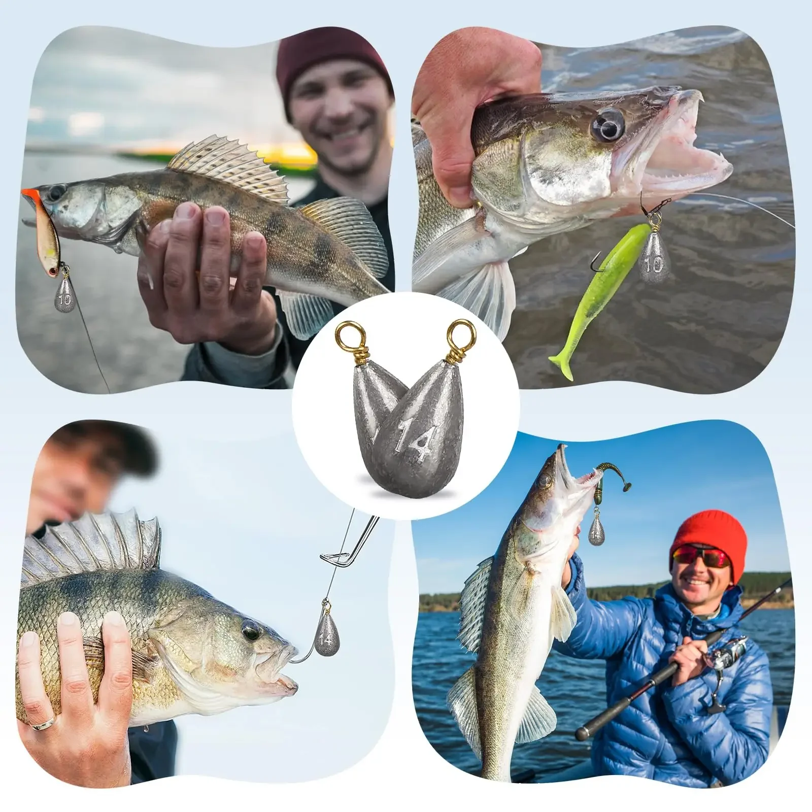 10 Stück Angelgewichtssinker 3,5 g-14 g wassertropfenförmige gedrehte Ringblei-Sinker für Bass Casting Carolina Rig Texas Rig Tackle – Detail 5