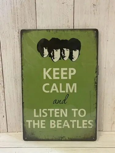 Keep Calm Listen To The Poster Metallschild – White Album Abby Road – Aluminium-Blechschild