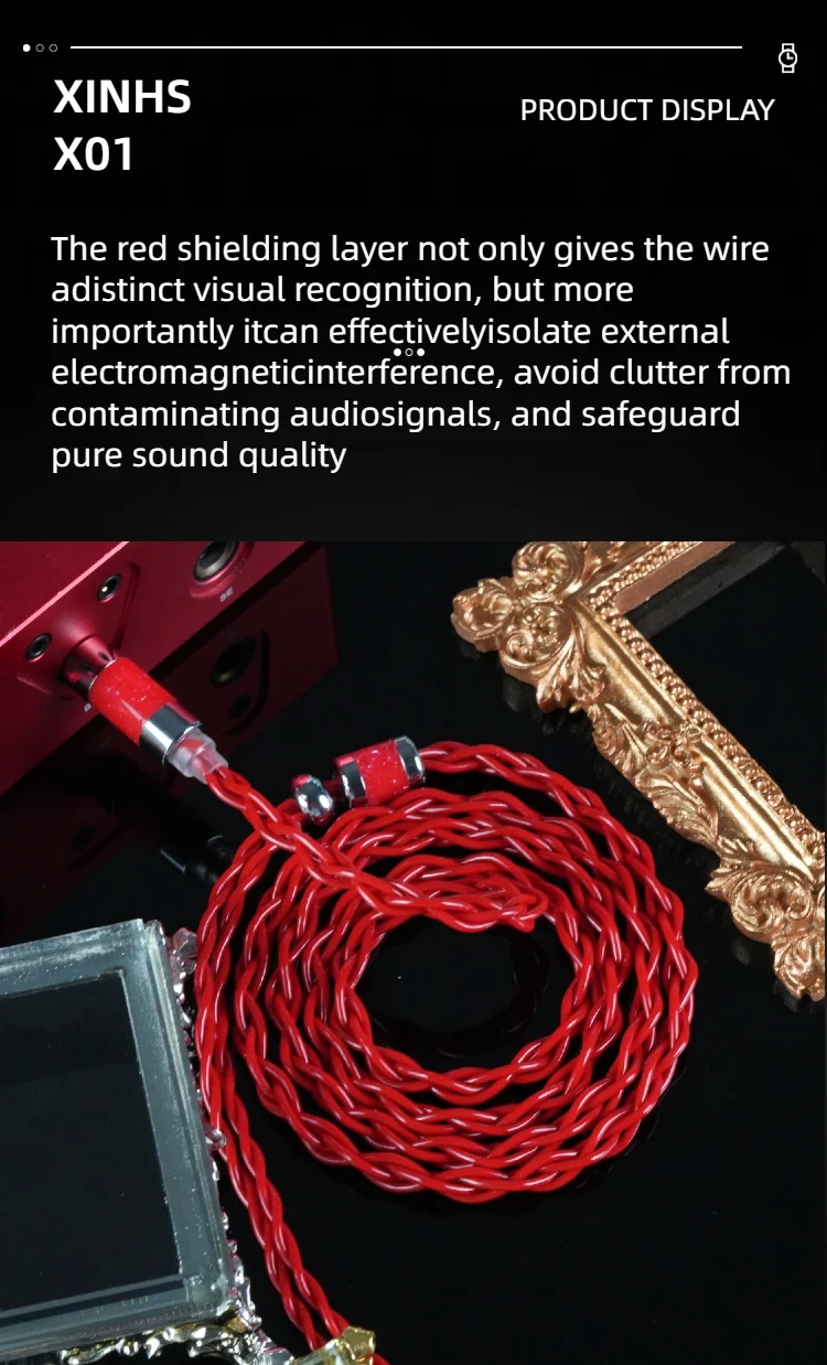 XINHS X01 4-adriges, abgeschirmtes koaxiales 7N-Einzelkristall-Kupfer-Kopfhörer-Upgrade-Kabel 0,78 2-polig/HD650/IE900/QDC/MMCX, 2,5/3,5/4,4 mm – Detail 3