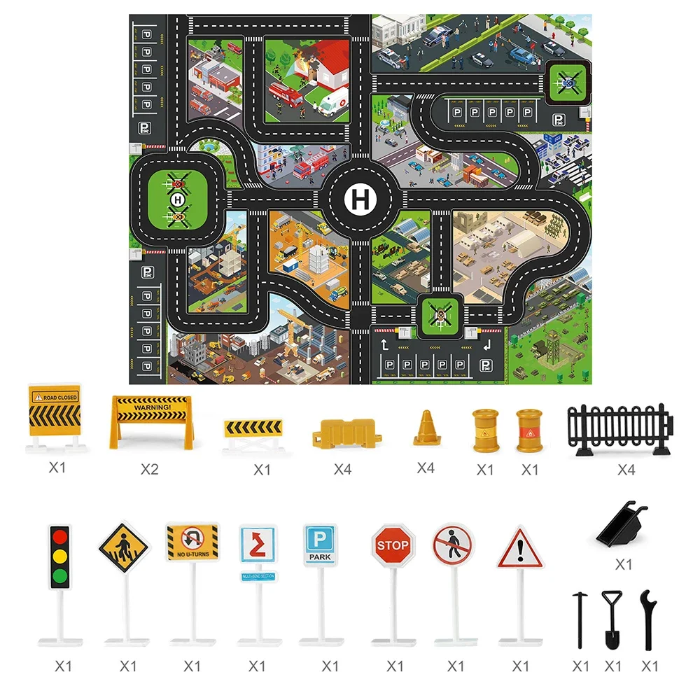 Große Stadt Straßenkarte DIY Szene Straßenschilder Auto Parkplatz Spiel Kinder Spielen Klettern Teppiche Verkehrsmatte für Baby Spielzeug Geschenke