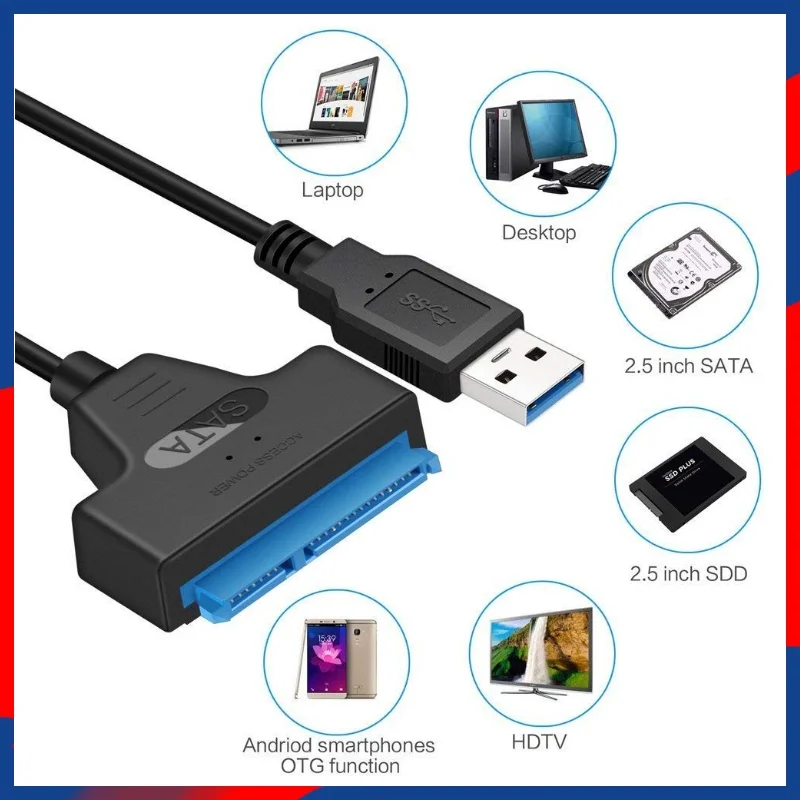 SATA to USB 3.0 / 2.0 Cable Up to 6 Gbps for 2.5 Inch External HDD SSD Hard Drive SATA 3 22 Pin Adapter USB 3.0 to Sata III Cord