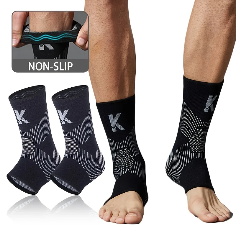 2er-Set Knöchelbandage Kompressionsmanschette zur Genesung bei Verletzungen, Sehnenunterstützung bei Plantarfasziitis, Fußgewölbe-Schwellungen, Fersensporn, Sehnenentzündung
