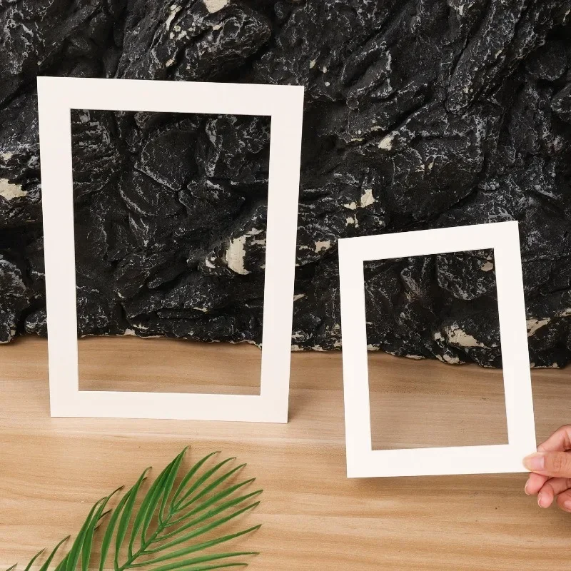 10/2PCS White Photo Mats Set 5 Sizes Picture Mounts for Frames Rectangle Paper Cardboard Premium Bevel Cut Artwork Border Pack